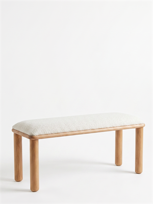 Woodenbend Arya Natural Ahşap Bench | Bohem & İskandinav Teddy Kumaş Bench