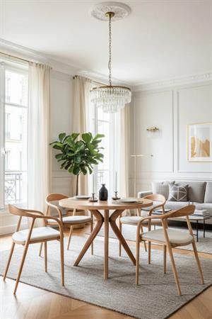 Woodenbend Belle Natural Ahşap Masa Takımı 100 cm – 4 Sandalyeli Kayın Ağacı Modern Bohem İskandinav Tasarım