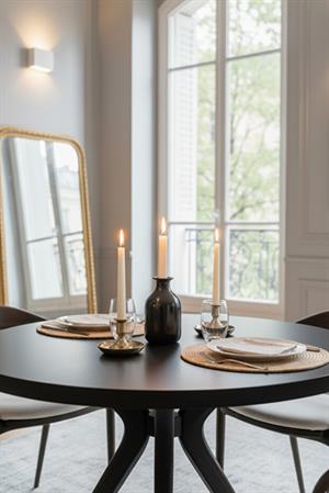 Woodenbend Belle Siyah Masa Takımı 100 cm – 4 Sandalyeli Kayın Ağacı Modern Bohem İskandinav Tasarım