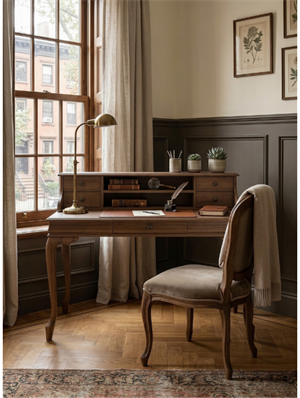 Woodenbend Bendis Ceviz Rengi Çalışma Masası 110x70 cm Çekmeceli Raflı Ahşap Ofis Masası Modern Country Rustik Ev Ofis Laptop Çalışma Masası