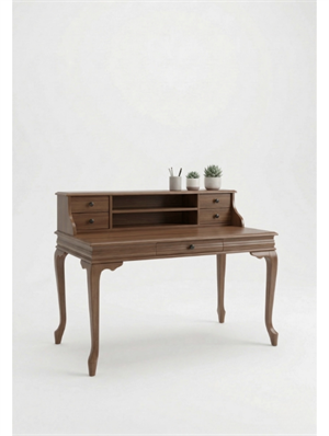 Woodenbend Bendis Ceviz Rengi Çalışma Masası 110x70 cm Çekmeceli Raflı Ahşap Ofis Masası Modern Country Rustik Ev Ofis Laptop Çalışma Masası