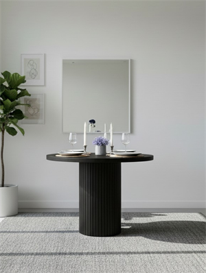 Woodenbend Bernando Siyah Natural Hazeran Masa Takımı 100 cm – 4 Sandalyeli Bohem İskandinav Yemek Masası