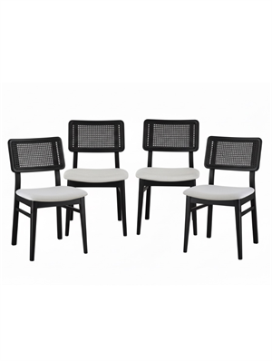 Woodenbend Bernando Siyah Hazeran Masa Takımı 100 cm – 4 Kayın Sandalyeli Bohem İskandinav Yemek Masası