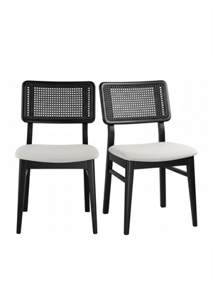 Woodenbend Bernando Siyah Hazeran Masa Takımı 100 cm – 4 Kayın Sandalyeli Bohem İskandinav Yemek Masası