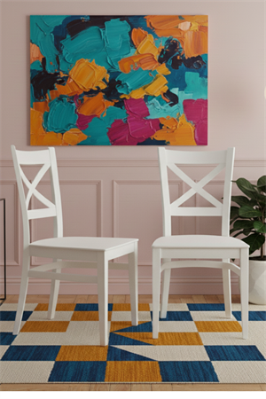 Woodenbend Bodrum Beyaz Ahşap Sandalye – Doğal Kayın Ağacı 2 Adet