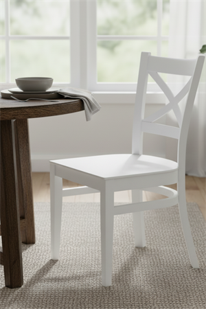 Woodenbend Bodrum Beyaz Ahşap Sandalye – Doğal Kayın Ağacı 2 Adet