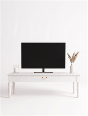 Woodenbend Marine Beyaz TV Sehpası | 160 cm Ahşap Ayaklı Klasik Country TV Ünitesi