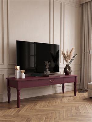 woodenbend, Woodenbend Carmen Bordo TV Sehpası | 160 cm Ahşap Ayaklı Klasik Country TV Ünitesi