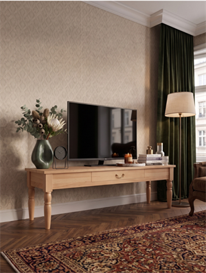 Woodenbend Marine Naturel TV Sehpası | 160 cm Masif Kayın Torna Ayaklı Doğal Ahşap Country TV Ünitesi