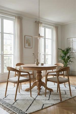 Woodenbend Diana Naturel Yuvarlak 100 cm Ahşap Açılır Yemek Masası Takımı –  4 Kişilik Masa Seti