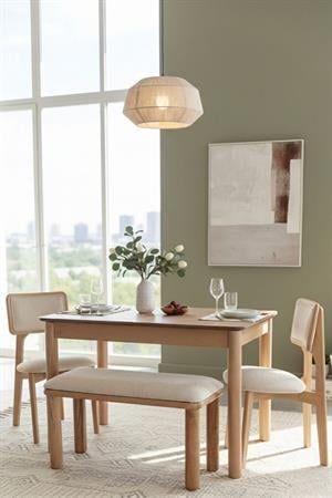 Woodenbend Elena Naturel Ahşap Açılır Mutfak Masa Takımı 80x120 cm – Bench + 2 Döşeme Sandalyeli Vintage Masa Takımı
