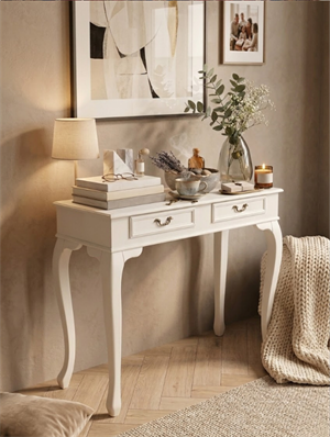 Woodenbend Panama Mat Lake Beyaz Dresuar 100x39x80 cm | 2 Çekmeceli Modern Klasik Şık Antre Dresuar