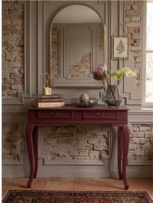 Woodenbend Panama Vişne Renk Mat Lake Dresuar 100x39x80 cm | 2 Çekmeceli Klasik Modern  Şık Antre Dresuar