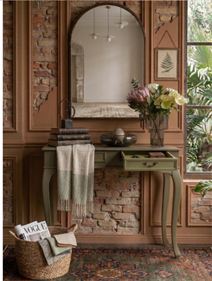 Woodenbend Panama Haki Yeşil Mat Lake Dresuar 100x39x80 cm | 2 Çekmeceli Modern Klasik Şık Antre Dresuar
