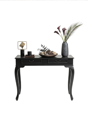 Panama Siyah Mat Lake Dresuar 100x39x80 cm | 2 Çekmeceli Klasik Moder Antik Detaylı Dresuar