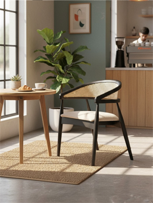 Woodenbend Florida Siyah Ahsap Natural Hazeranlı Sandalye ( 1 Adet )