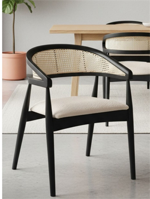 Woodenbend Florida Siyah Ahsap Natural Hazeranlı Sandalye ( 1 Adet )