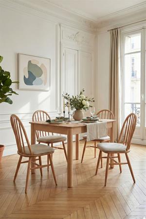 Woodenbend Freya Naturel 80x120 cm Açılır Mutfak Masa Takımı – 4 Kayın Sandalyeli Country Tasarım