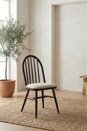 Woodenbend Freya Siyah Açılır Mutfak Masa Takımı 80x120 cm – Bench + 2 Kayın Sandalyeli