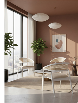 Woodenbend Harmony Beyaz Natural Ahşap Masa Takımı 100x100 cm – 4 Florida Sandalyeli Modern İskandinav Yuvarlak Yemek Masası Seti