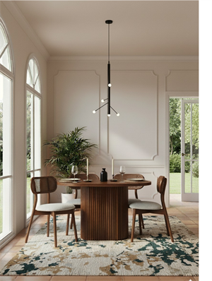 Woodenbend İris Ceviz Rengi Oval Ahşap Masa Takımı 80x130 cm – 4 Troy Sandalyeli Modern İskandinav Country Yemek Masası Seti