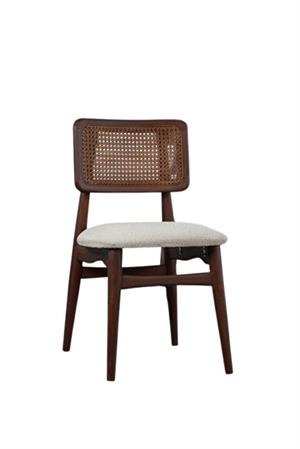 Woodenbend İris Ceviz Rengi Ahşap Hazeranlı Sandalye – Modern İskandinav Konforlu Oturum
