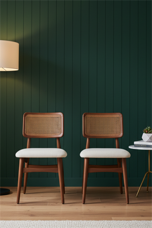 Woodenbend İris Ceviz Rengi Ahşap Hazeranlı Sandalye 2 Adet – Modern İskandinav Konforlu Oturum