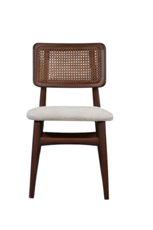 Woodenbend İris Ceviz Rengi Ahşap Hazeranlı Sandalye 2 Adet – Modern İskandinav Konforlu Oturum