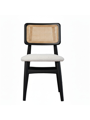 Woodenbend İris Siyah 2li Ahşap Natural Hazeranlı Sandalye – Modern İskandinav Konforlu Oturum