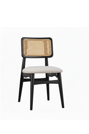 Woodenbend İris Siyah 4lü Ahşap Natural Hazeranlı Sandalye – Modern İskandinav Konforlu Oturum