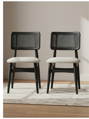 Woodenbend İris Siyah Ahsap Hazeranlı Sandalye