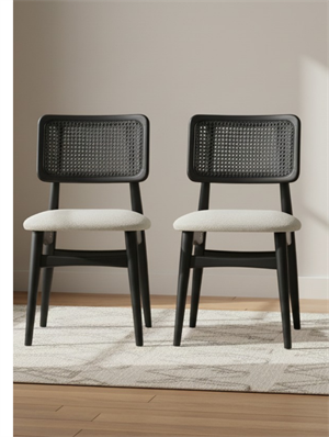 Woodenbend İris Siyah Ahsap Hazeranlı Sandalye