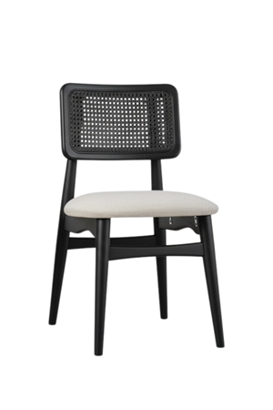 Woodenbend İris Siyah Sandalye – Ahşap Hazeran Detaylı El İşçiliği (4 Adet)