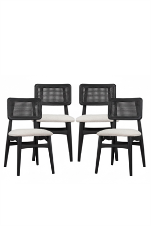 Woodenbend İris Siyah Sandalye – Ahşap Hazeran Detaylı El İşçiliği (4 Adet)