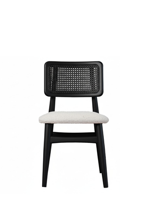 Woodenbend İris Siyah Sandalye – Ahşap Hazeran Detaylı El İşçiliği (4 Adet)