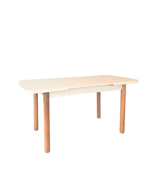 Woodenbend Kolin Natural Beyaz Açılır Ahşap Masa Sandalye Takımı 70x127 cm – 4 Sandalyeli Yemek Seti