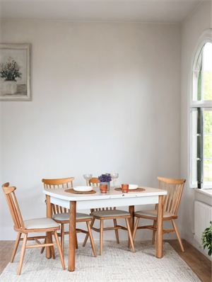 Woodenbend Kolin Natural Beyaz Açılır Ahşap Masa Sandalye Takımı 70x127 cm – 4 Sandalyeli Yemek Seti