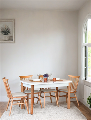 Woodenbend Kolin Natural Beyaz Açılır Ahşap Masa Sandalye Takımı 70x127 cm – 4 Sandalyeli Yemek Seti