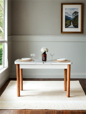 Woodenbend Kolin Natural Beyaz Açılır Ahşap Masa Sandalye Takımı 70x127 cm – 4 Sandalyeli Yemek Seti