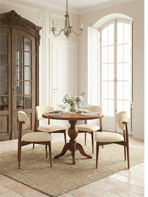 Woodenbend Kraunt Ceviz Yuvarlak Ahşap Masa Takımı 100x100 cm – 4 Sandalyeli Modern İskandinav