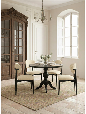 Woodenbend Kraunt Siyah Yuvarlak Ahşap Masa Takımı 100x100 cm – 4 Siyah Sandalyeli Modern İskandinav