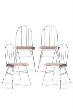 Woodenbend Laura Ahşap Sandalye Beyaz (4 Adet )