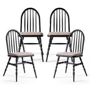 Woodenbend Laura Ahşap Sandalye Siyah Eskitme  (4 Adet )