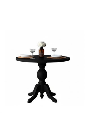 Woodenbend Laura Siyah Lake Yuvarlak Ahşap Masa Takımı 100x100 cm – 4 Sandalyeli Modern İskandinav