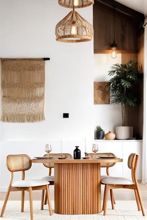 Woodenbend Lena Oval Natural 80x130 Ahşap Yemek Masası Takımı – Hazeran Sandalyeli 4 Kişilik Masa Seti