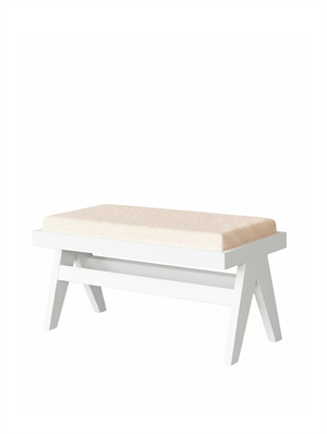 Woodenbend Liya Beyaz Ahşap Bench 94x44x46 cm – Kayın Ağacı Modern İskandinav Oturma Bankı