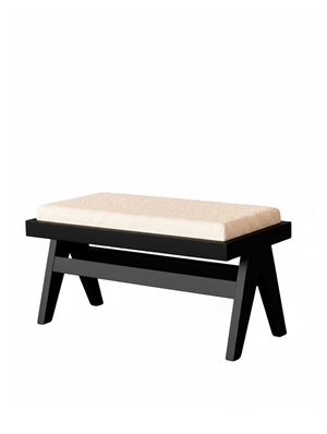 Woodenbend Liya Siyah Ahşap Bench 94x44x46 cm – Kayın Ağacı Modern İskandinav Oturma Bankı