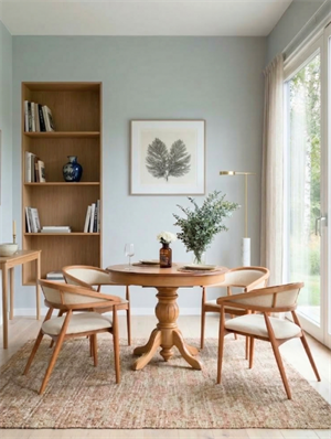 Woodenbend Lora Naturel Yuvarlak Açılabilir Ahşap Yemek Masası Takımı 100x100 cm – Kumaş Sandalyeli 4-6 Kişilik Mutfak ve Salon Masa Seti