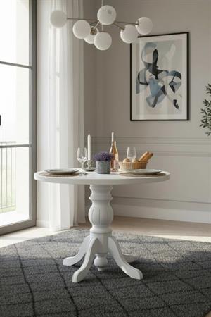 Woodenbend Lores Beyaz 100 cm Yuvarlak Yemek Masası – Bohem & İskandinav Tarz