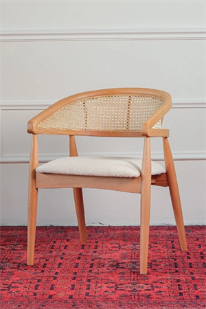 Woodenbend Luis Yuvarlak Natural 100 cm Ahşap Yemek Masası Takımı – Hazeran Sandalyeli 4 Kişilik Masa Seti